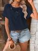 Chiffon Loose Solid Dot Chiffon Cedar Pullover T-shirt Butterfly Sleeve Top Women's Clothing