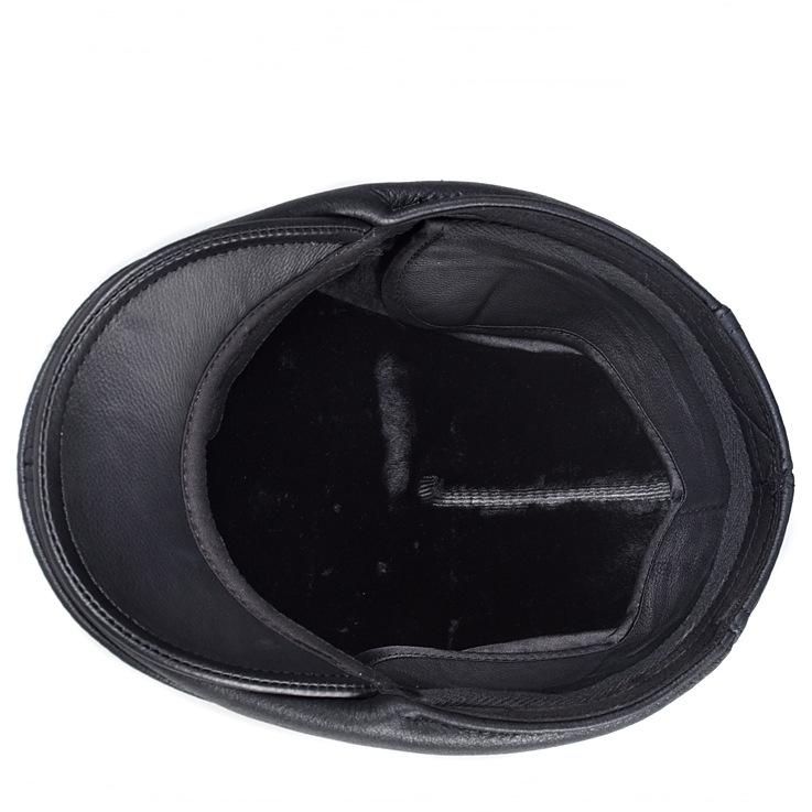 Men's Winter Leather Fur-lined Beret with Ear Protection and Duckbill Style