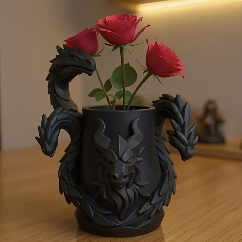 1Pcs Creative 3D Printed Dragon Pen Holder Three Headed Dragon Desktop Organizer Monster Desk Organizer Multi-Functional