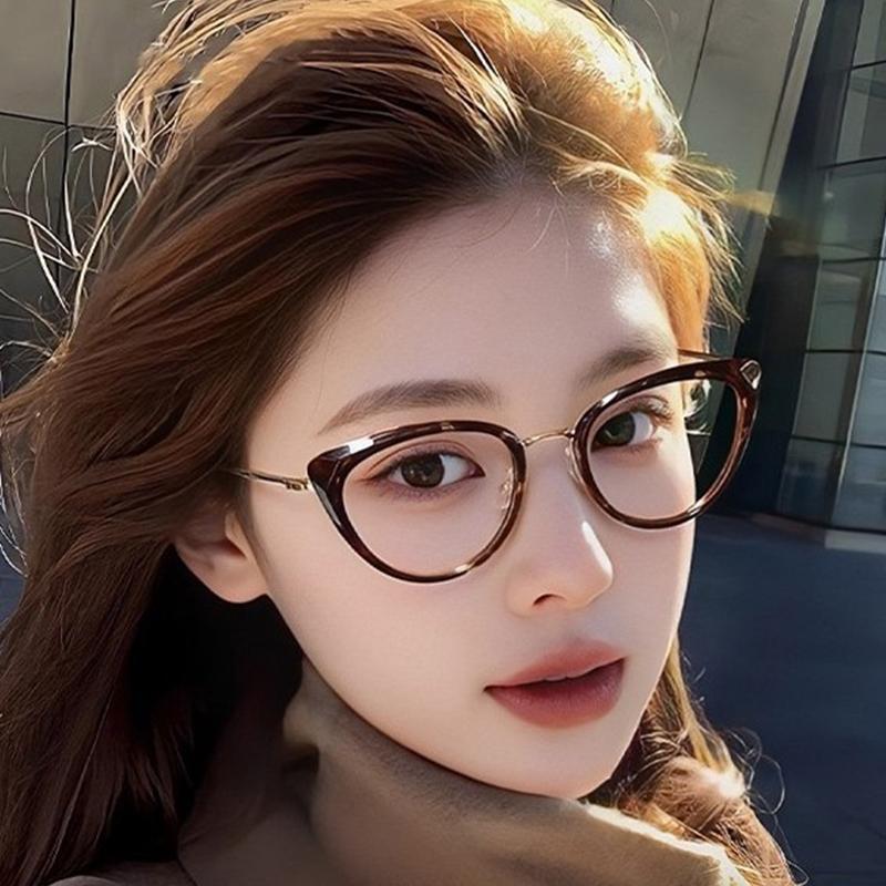 Cat's Eye Myopia Trendy Metal Retro High-end Non-face Light-sensitive Color-changing Mirror Myopia Glasses 038