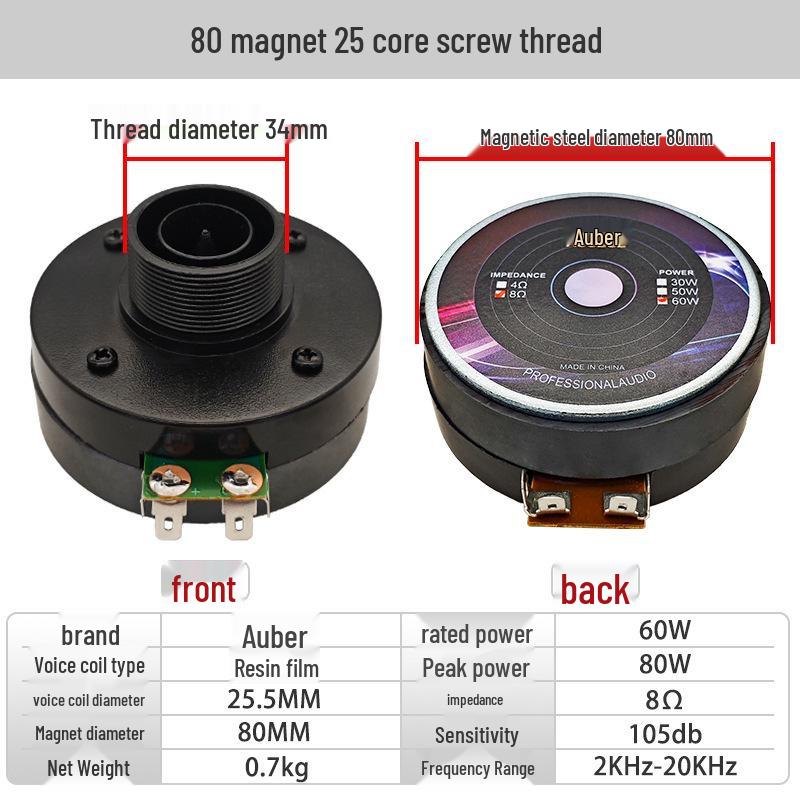 3-4 Inch Round Bookshelf Tweeter Speaker, 4/8 Ohm, Double Magnet, Car/Holder/KTV Audio.