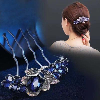 Denti ondulati antiscivolo Pettine per capelli squisito Accessori per capelli con strass per decorazioni floreali per capelli da sposa