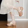 French new retro holiday style straw thick heel toe Roman sandals women's thick sole heightening soft sole cool slippers women