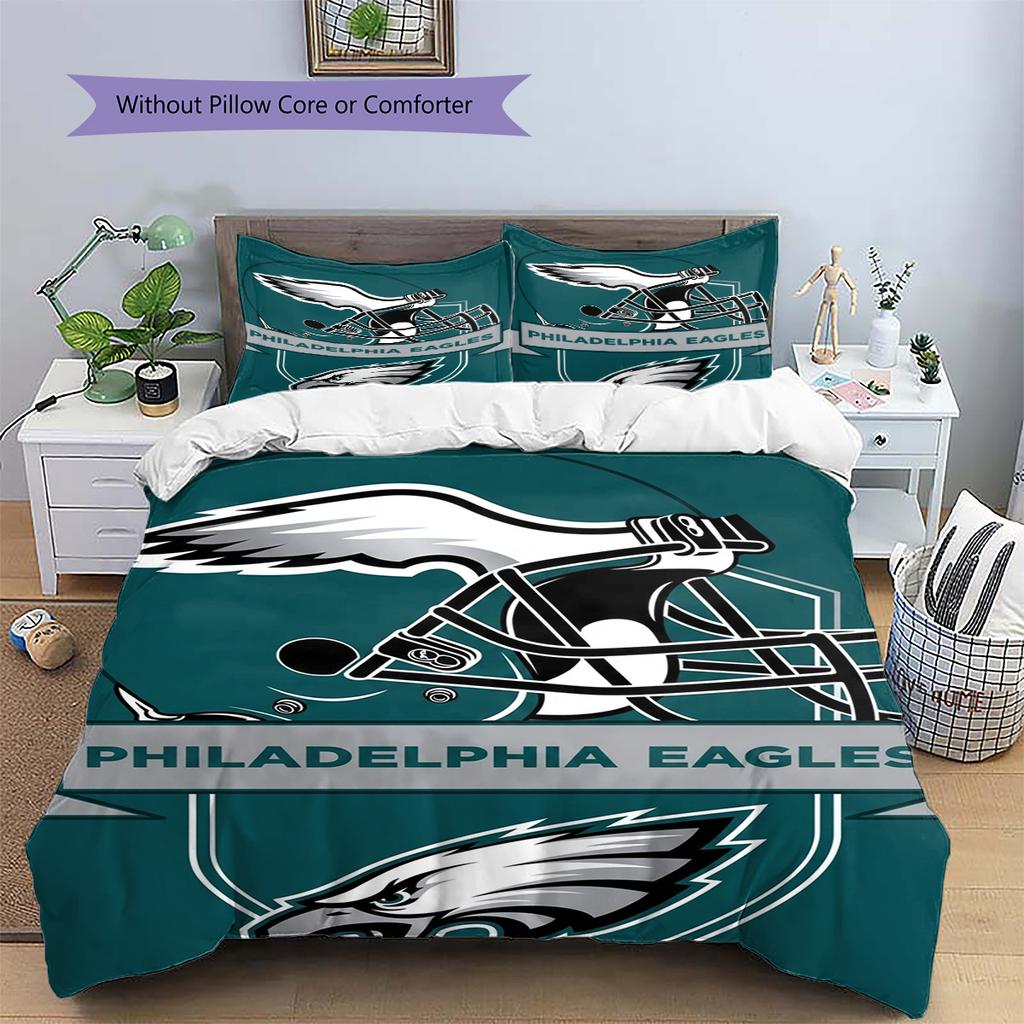 Set Biancheria da Letto con Fantasia Philadelphia Eagles Copripiumino Federa Decorazione per la Casa Regalo (1 * copripiumino + 2 * federa, senza nucleo)