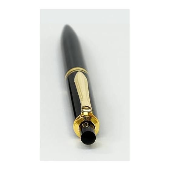 2 Pack Slim Genuine Leather Pen Case Black, Stylus, Euro Style Brass Parts, Knock Type Mechanical Pencil Set, Black T23-ASB708-NXS-B-2, Genuine