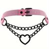 Personalized Fashion Punk Hip-Hop Gothic Peach Heart Shaped Chain Collar Necklace Trend Leather Love Heart Collar