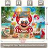 Fun Summer Beach Birthday Tapestry, Smiling Crab with Sunglasses and Beach Party Elements, Playful Kids' Wall Art
