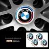 For B-BMW 50th Anniversary Logo 82mm+Rear Badge 74mm+Wheel HubCap 68mm+Steering Wheel Sticker 45mm New 7Pcs Front Hood Emblem XV1