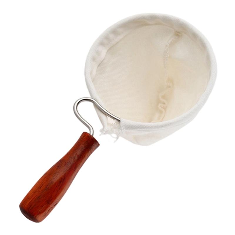 Holzgriff Flanell Kaffeefilterbeutel Waschbarer Stoff Kaffeesocke Sieb Teefilter Für Pour Over Zubereitung Mit