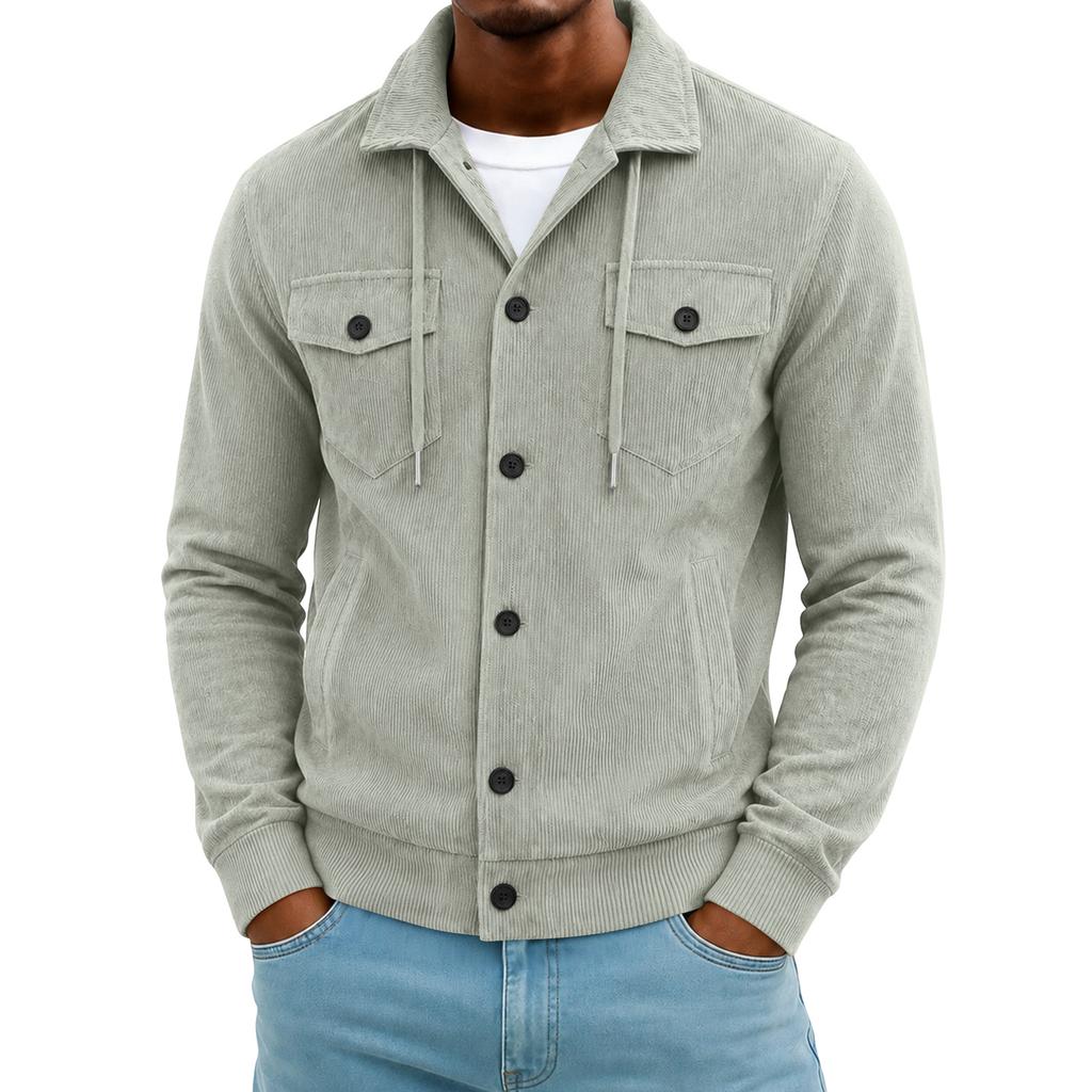 Men's Corduroy Cardigan Long Sleeve Casual Jacket for Everyday Wear