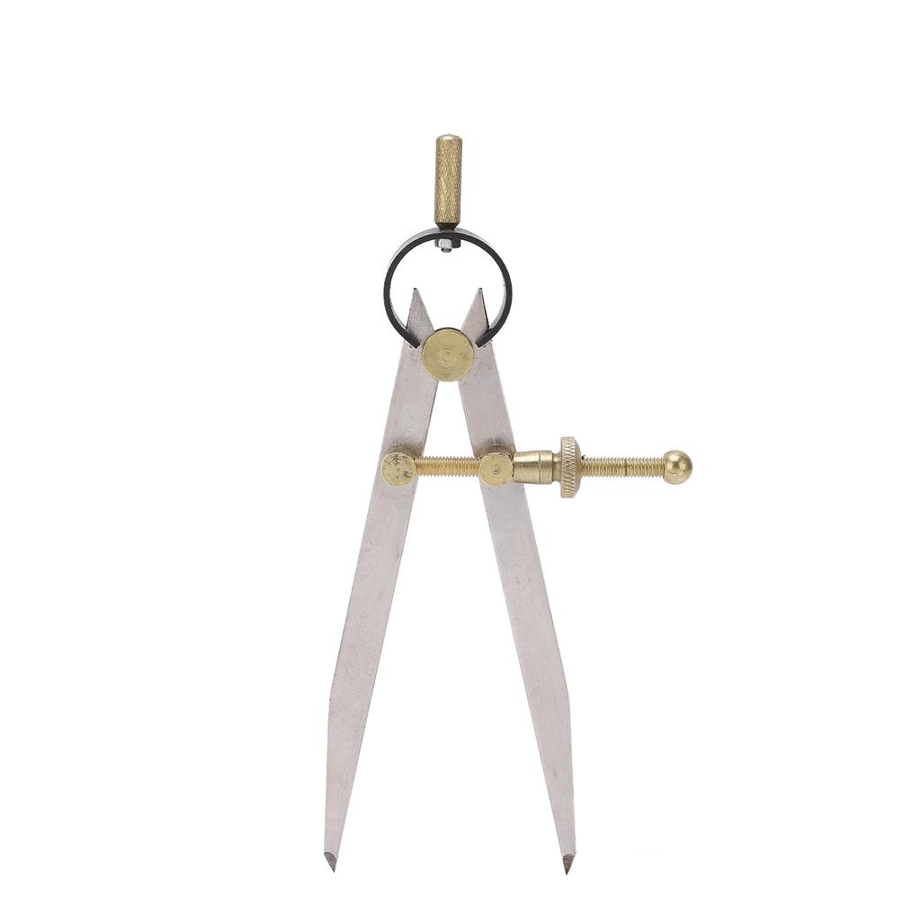 Compas à pointe sèche Haute Précision Résistant à la Rouille Or Réglable Verrouillable Jauge de Division en Cuir pour Lea