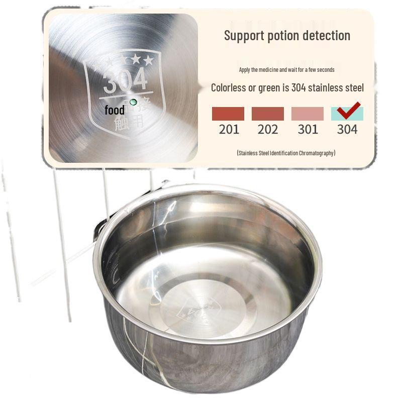 304 Stainless Steel Anti-Spill Hanging Pet Food Bowl for Cages