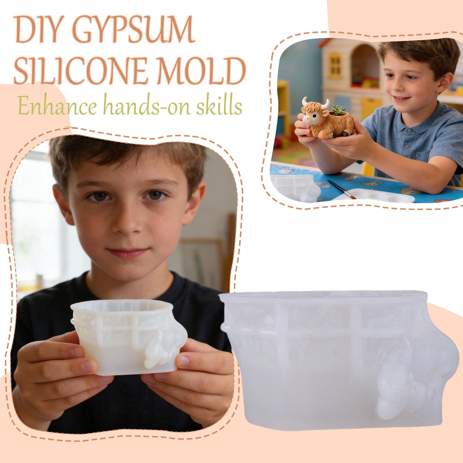 Cow-shaped Aroma Diffuser, Cement/plaster Cup Mold, Resin Storage Cup, Flower Pot, Decorative Ornament Silicone Mold One Size