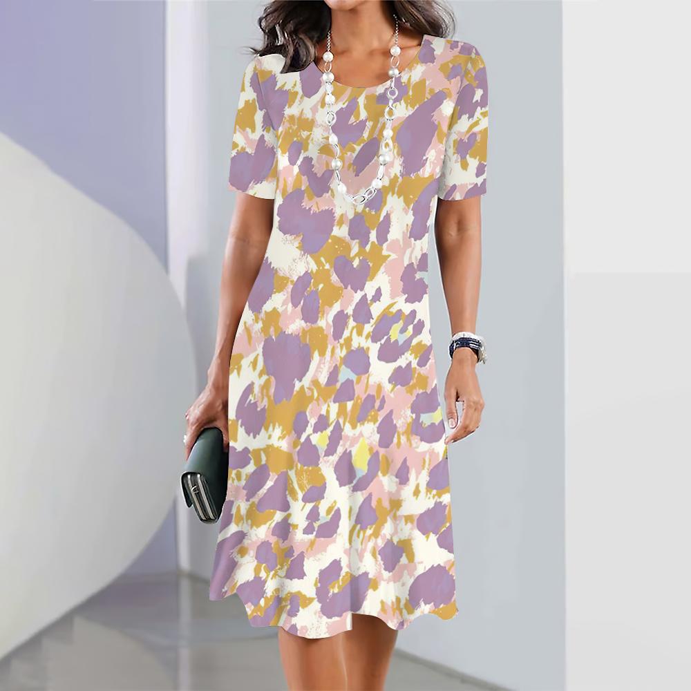 Women Dresses Leopard Animal Print Elegant Dresses Summer Medium Length Dress Large Size Female Fashion Trend