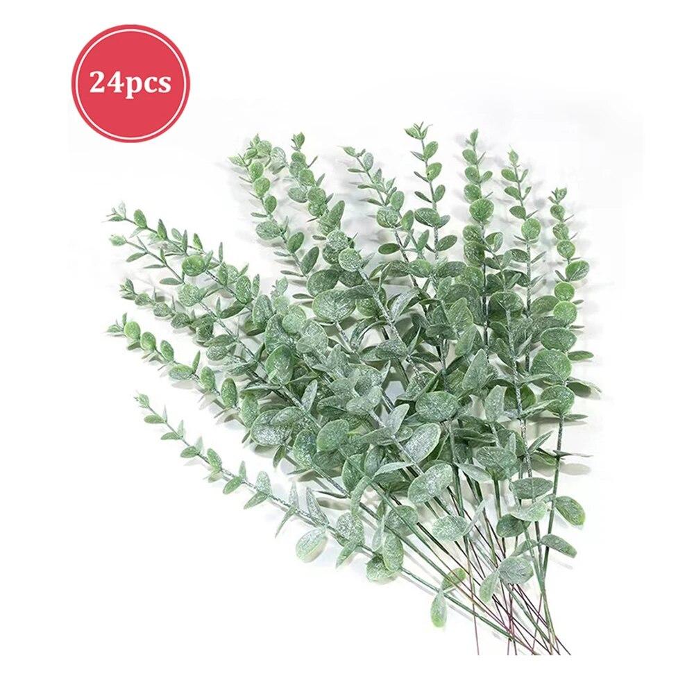 

24 шт. имитация листьев эвкалипта, цветочное украшение из листьев эвкалипта, свадебное украшение для дома
