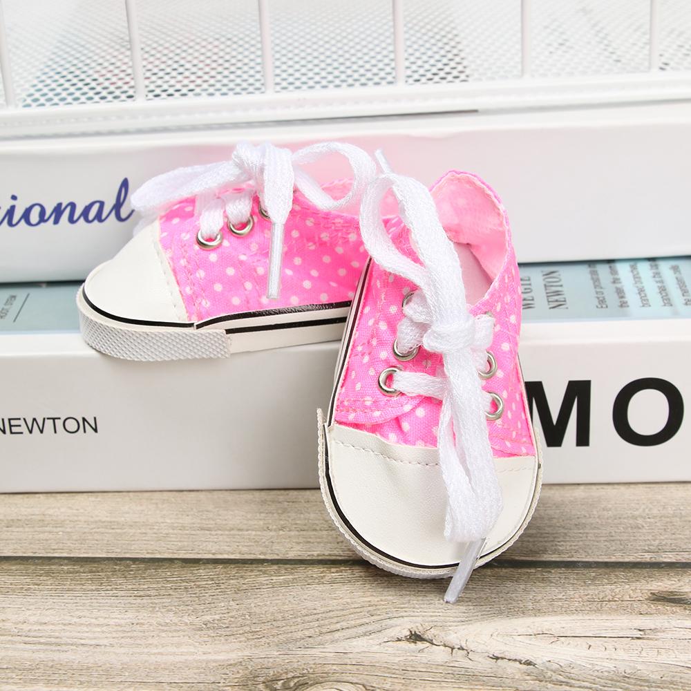 7cm Children Toys 18 Inches Doll Canvas Shoes Wave Point Shoes Doll Accessories Doll Shoes