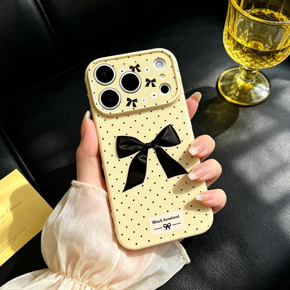 Satin bow is suitable for Apple 17PM mobile phone case 17/16PRO protective case, new female iPhone15 anti-drop.