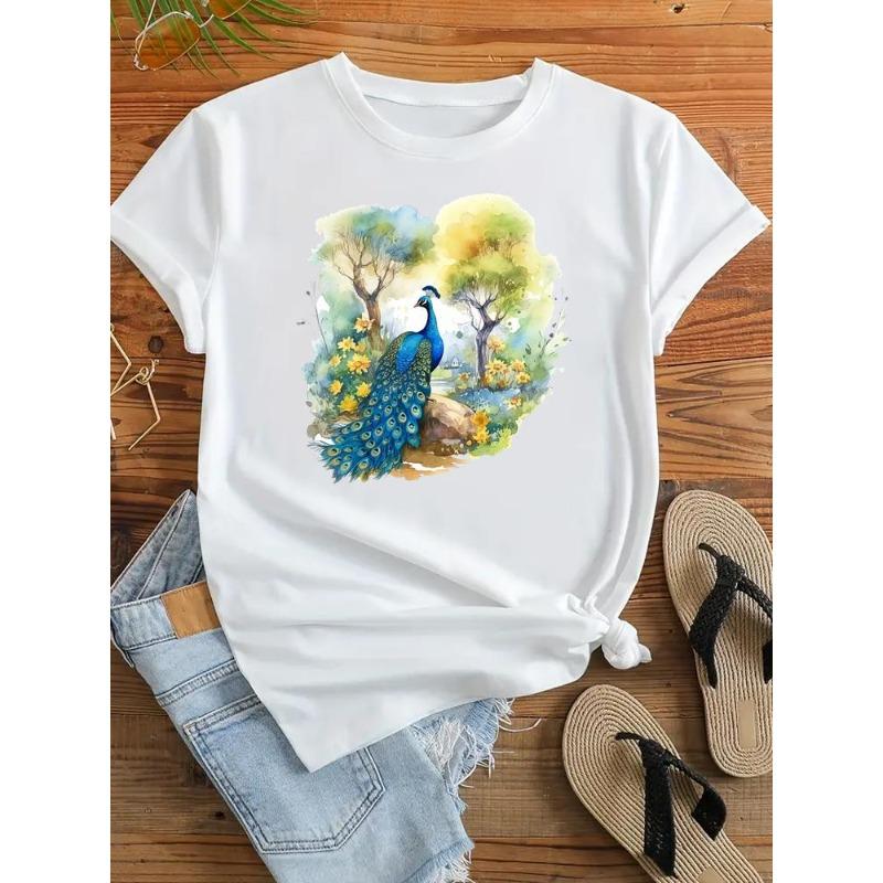 (European Size) 90s Clothing Casual Lovely Style Cute Trend Tshirt Women Short Sleeve Fashion Print Lady Tee Top Female Graphic T-shirts