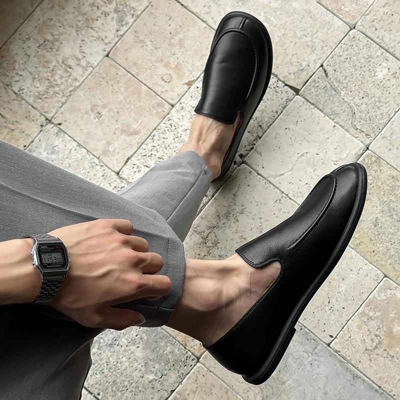 2025 New Genuine Leather Walking Shoes Brand Casual Leather Anti slip Minimalist Shoes for Men Antiskid Designer Flats