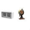 Silent Modern Flip Desk Clock with Large Display And Globe Figurine Art for Home Office Dorm Shelf