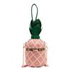 Nuova Borsa a Tracolla da Donna Personalizzata a Forma di Ananas Piccola Fresca per Ragazza Adolescente Singola Spalla Stile Straniero Intrecciata con Borchie e Catena Chiusura Borsa Rotonda