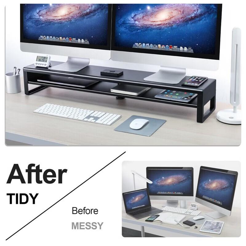 Support de moniteur de jeu RGB avec support double écran et rangement