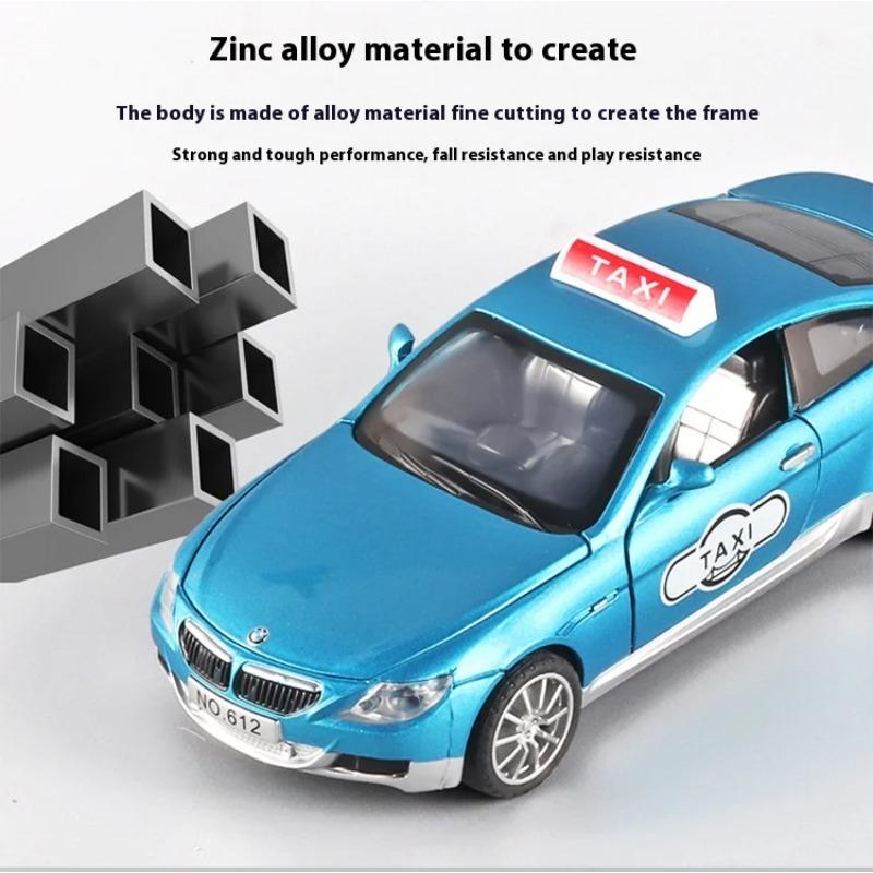 1/32 Scale BMW M6 Taxi Alloy Car Toy Diecast Metal Model Sound Light Pull Back Children Toy Home Decoration Ornaments Children Gift