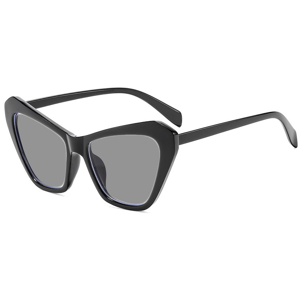 Fashion Cat Eye Color Blocked Presbyopia Glasses Simple Versatile Fashionable Polygonal UV Resistant Sunglasses Diopter To +4.0