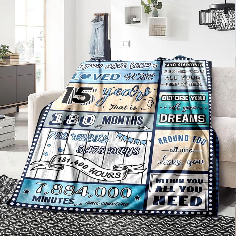 15Th Birthday Celebration Lightweight Blanket Ultra-Soft Great for Sofa Couch Office Bed Seasons Universal Versatile Accessory Gifts Y9