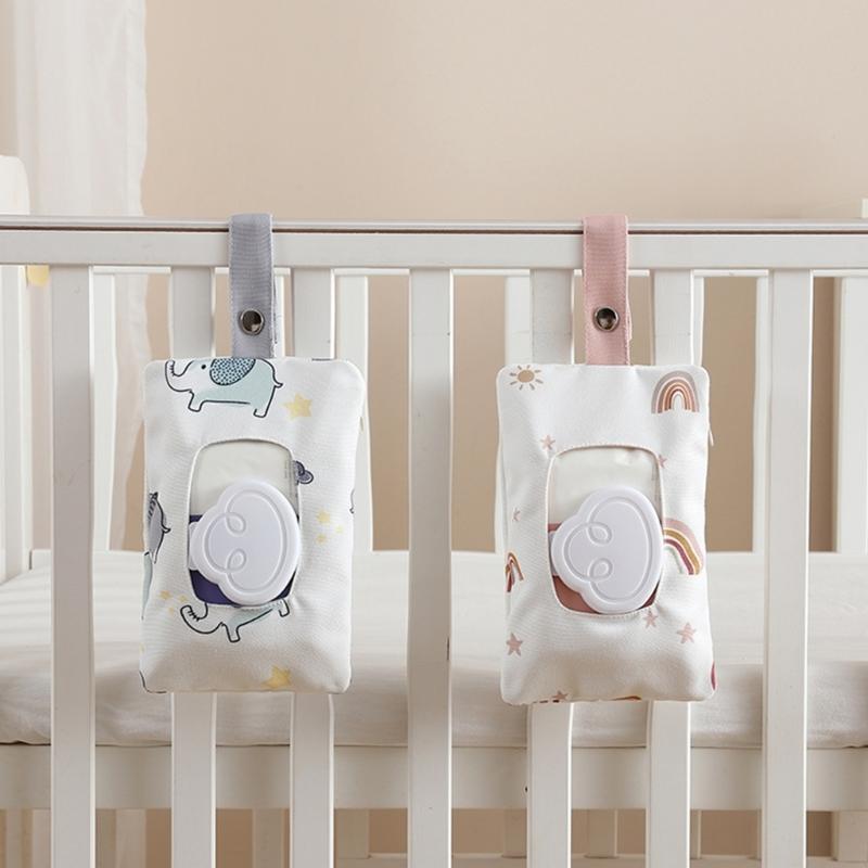 Baumwoll-Feuchttuchhalter Wiederverwendbarer Reise-Feuchttuchbehälter Tragbarer Feuchttuchspender Nachfüllbare Feuchttuchtasche mit Aufhängeschlaufe