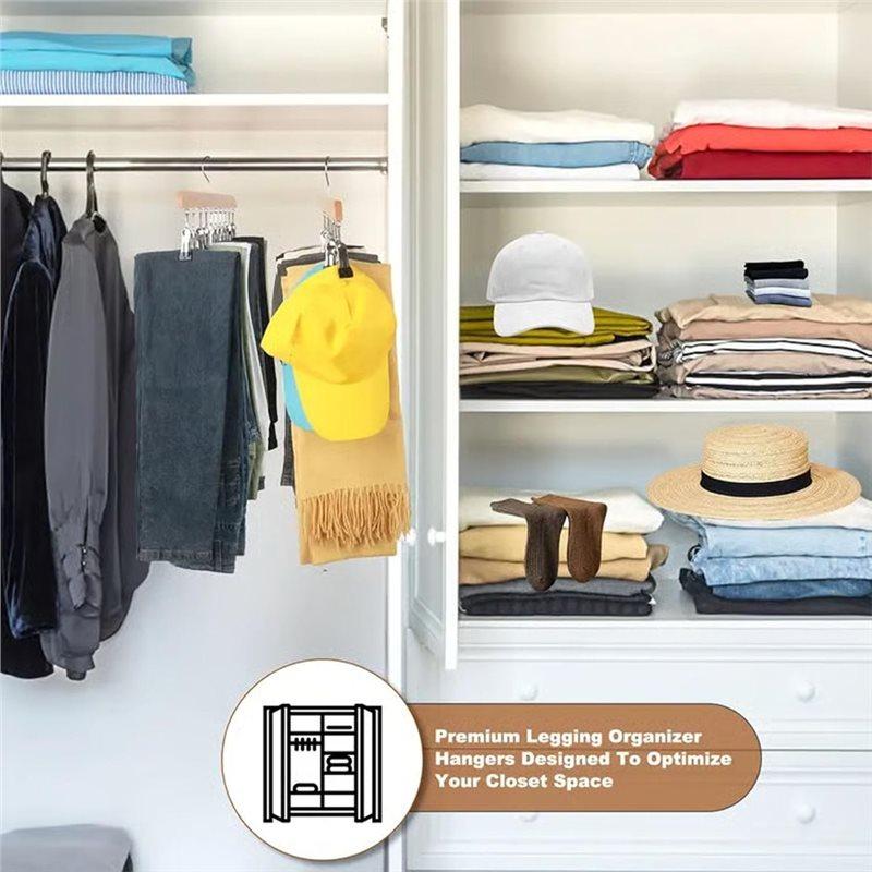 ABBP-Closet Organizer With 10 Clips - Space Saving Hanging Closet Organizer, For Leggings, Pants & Scarves