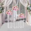 3-Piece Acrylic Wedding Flower Stand Set, Modern Rectangular Floral Display Rack, 60cm 80cm 100cm Tiered Centerpiece Holder