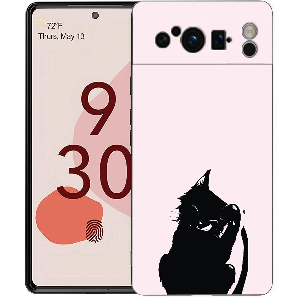 Black Cat Cartoon Cute Phone Case For Google Pixel 8 7 6 Pro 6A 7A 5G Soft Silicone Shockproof TPU Black Cover TPU Fundas