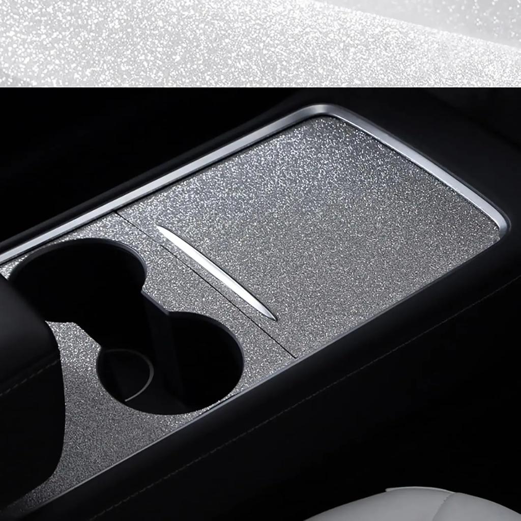 Compatible with 2017 2023 Tesla Model 3 2020 2024 Model Y Center Console Cover Wrap Kit TPU Glitter Diamond Decals Car Interior