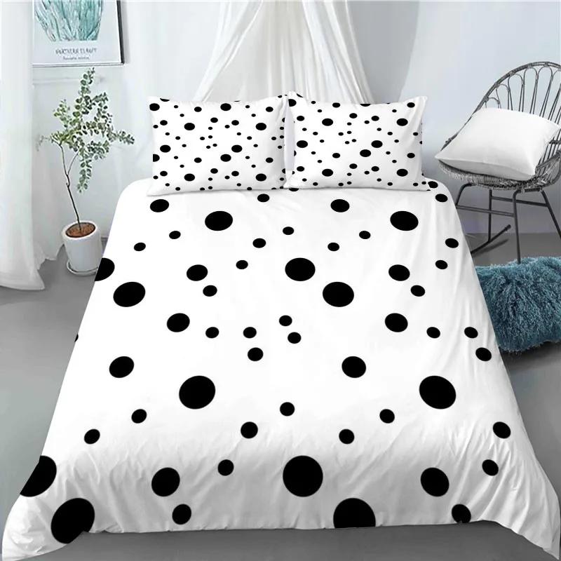 3D Nordic Style Black and White Grid Cute Animal Duvet Cover King Size Polyester Quilt Cover Pillowcases for Home Bedroom Decor