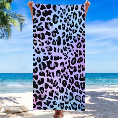 Pastel Purple Leopard Print Beach Towel Holographic Animal Print Quick Dry Absorbent Towel