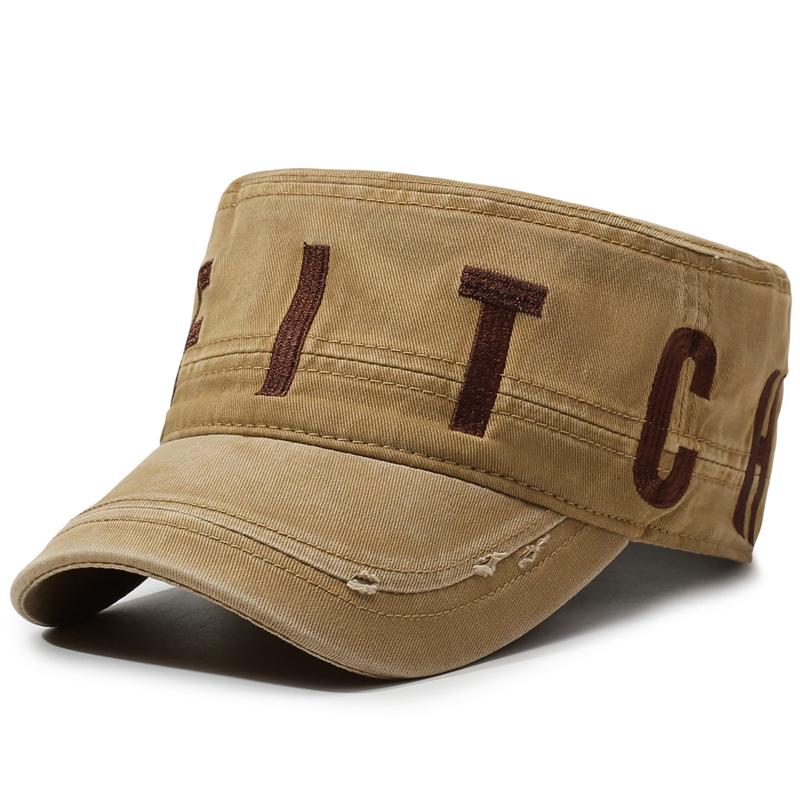 

Vintage Flat Top Hat Men Women Letters Sunscreen Sun Hat Outdoor Cap хакі