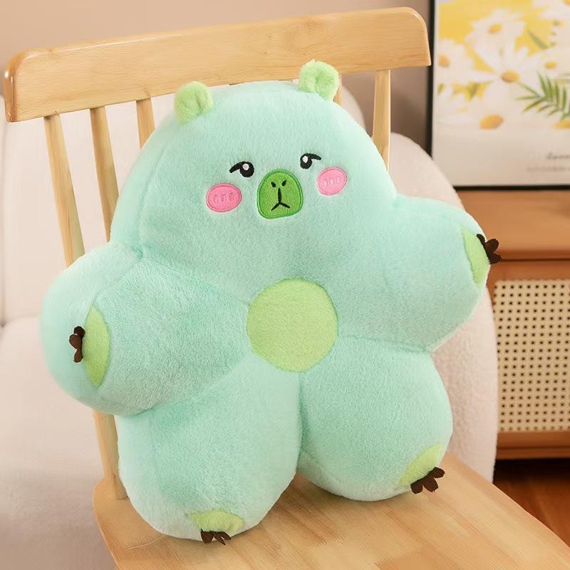 

Capybara flower seat cushion plush ugly cute kapibara chair cushion office sedentary waist support student fart cushion throw pillow 45*45cm светло-зеленый