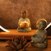 Zen kleine Buddha Statue Kerzenständer dekorative Lampe antik Veranda Schlafzimmer Zuhause kleiner Mönch Meditation Harzhandwerk kreative Zierde