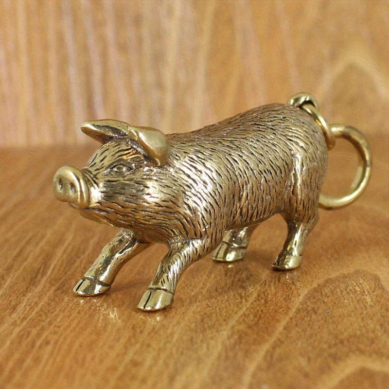 1pcs Brass Pig Hair Pig Pendant Keychain Decoration for Boys' Birthday Gift Ornament Zodiac Pig Desktop Ornament Home Decorations Keychain Pendant