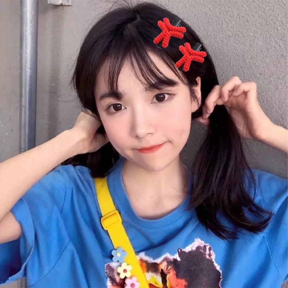 Duckbill Clip Angry Emotion Hair Clip Korean Style Cartoon Side Clip Funny Crochet Barrettes  Women