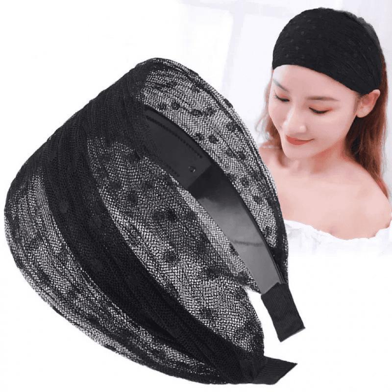 Non Slip Wide Lace Hair Band Hollow Elastic Mesh Hair Hoop Comfortable for Women Home Travel Hair Styling