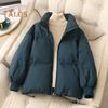 Winter Down Coat Padded Hooded Stand Collar Pockets Zip-up Parka Windproof Heat Retention Daily Cold Weather Outwear Cotton Jacket