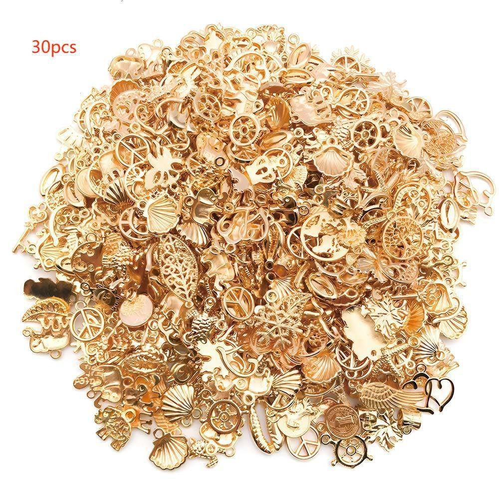 Alloy KC Gold DIY Jewelry Accessories: Earrings, Bracelets, Necklaces, Pendants, Charms - 110 Pcs/bag