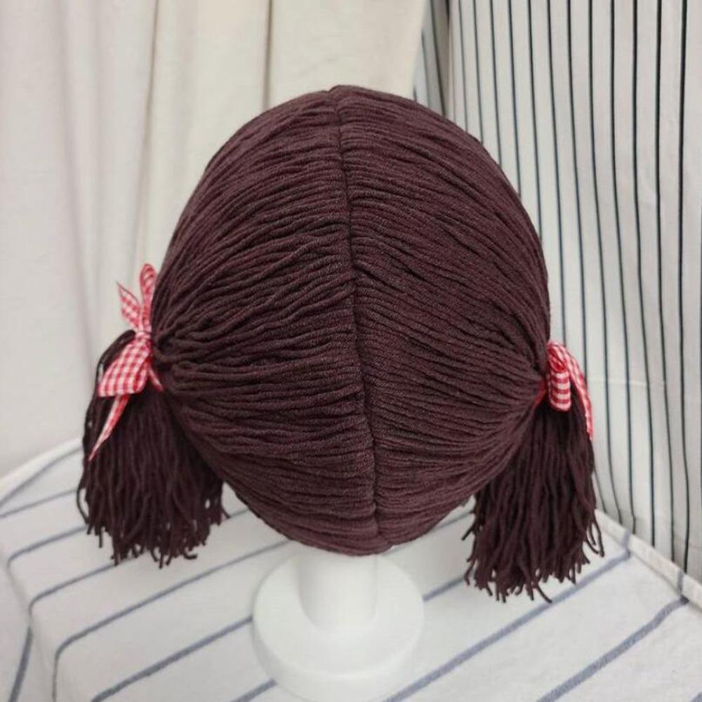 Bangs Baby Gebreide Muts met Vlechtjes Pruik Bevestigd Kinder Cosplay Haar Kap voor Baby Meisjes