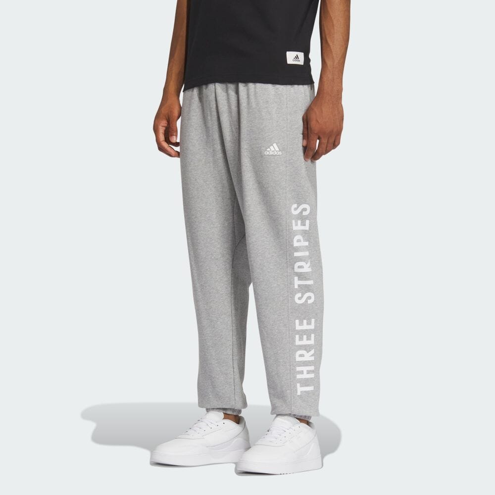 Adidas Loose Elastic Letter Print Cuffed Knit Sweatpants Unisex Bottoms Grey IS5150