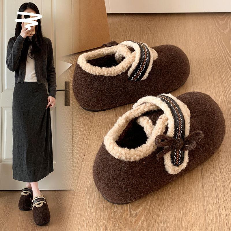 Women's Fur One Thick Sole Winter Lightweight Warm Snow Boots Non-slip Wear-resistant Casual Sports Cotton Boots Fur Shoes