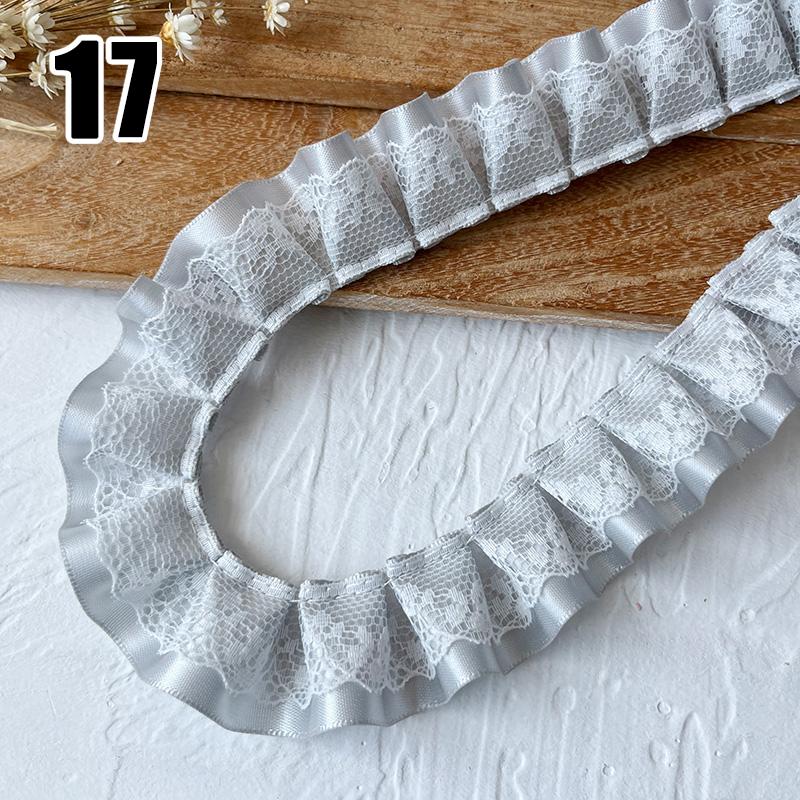 9M Lolita Lace Bead Ruffled Lace Fabric Pleated Edging Satin Ribbon Diy Baby Clothing Skirt Curtain Furniture Decor Lace Trim