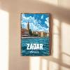 Vintage Zadar Croatia Metal Tin Sign  Coastal Town Art with Vibrant Blue Sky  Water Reflections Retro Iron Wall Decor for Hom