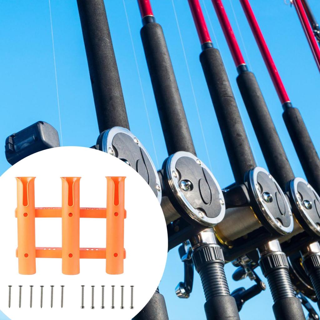 3 Tube Links Fishing Rod Holder Support Gift for Husband Equipment 3 Hole Fishing Rod Rack for Yacht Truck Garage Marine Boats